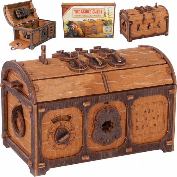 Holzrätselbox mit Geheimmechanismus - 3D Puzzle für Erwachsene