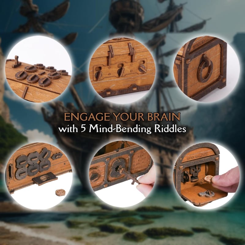 Holzrätselbox mit Geheimmechanismus - 3D Puzzle für Erwachsene
