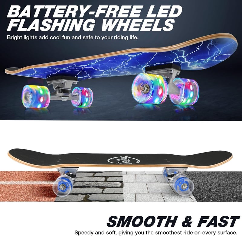 BELEEV 31x8 Zoll Cruiser Skateboard aus 7-lagigem Ahorn für Anfänger