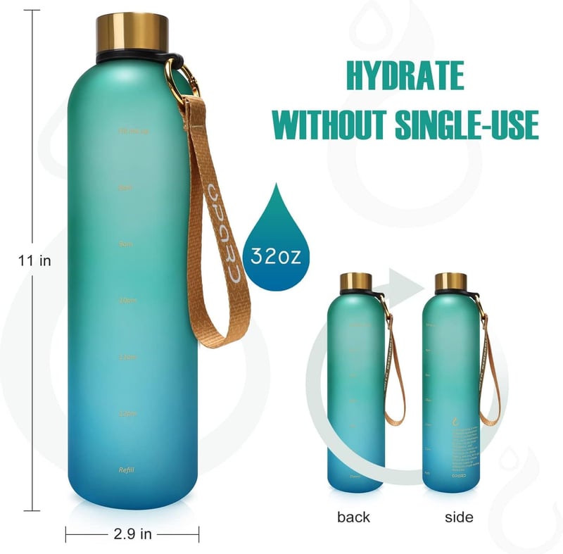 Auslaufsichere Tritan Trinkflasche 1L, BPA-frei, für Sport und Fitness