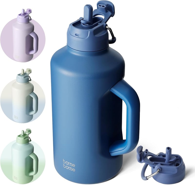 Isolierte Edelstahl-Wasserflasche mit Strohhalm für Herren