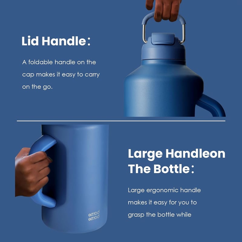 Isolierte Edelstahl-Wasserflasche mit Strohhalm für Herren