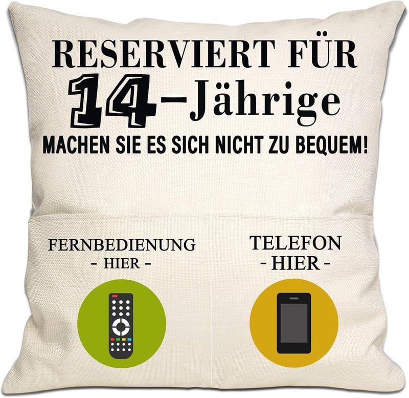 Kissenbezug Geschenk zum 14. Geburtstag für Mädchen und Jungen