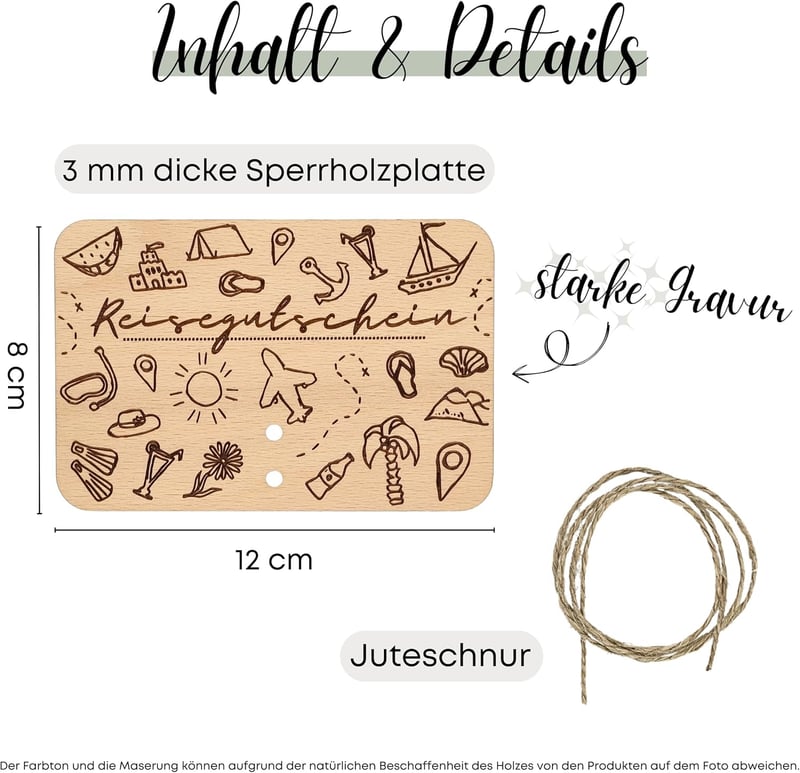 Reisegutschein-Verpackung für Geldgeschenke – ZUKLA® 12 x 8 cm
