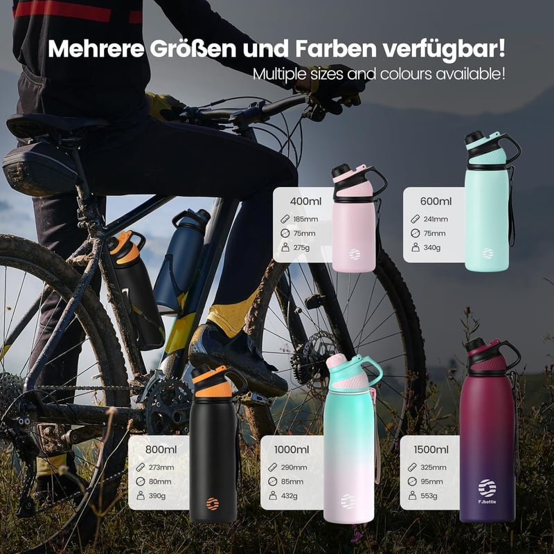 Edelstahl Trinkflasche 1,5L – Auslaufsicher, für Schule und Sport