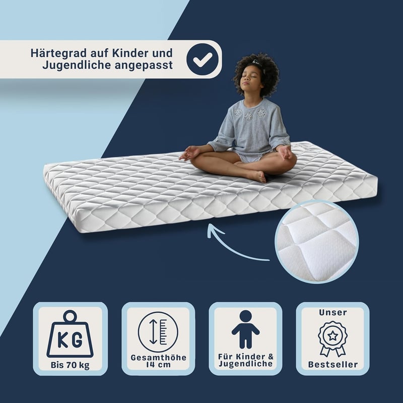Kaltschaum-Matratze für Kinder & Jugendliche, Öko-Tex 140 x 200 cm
