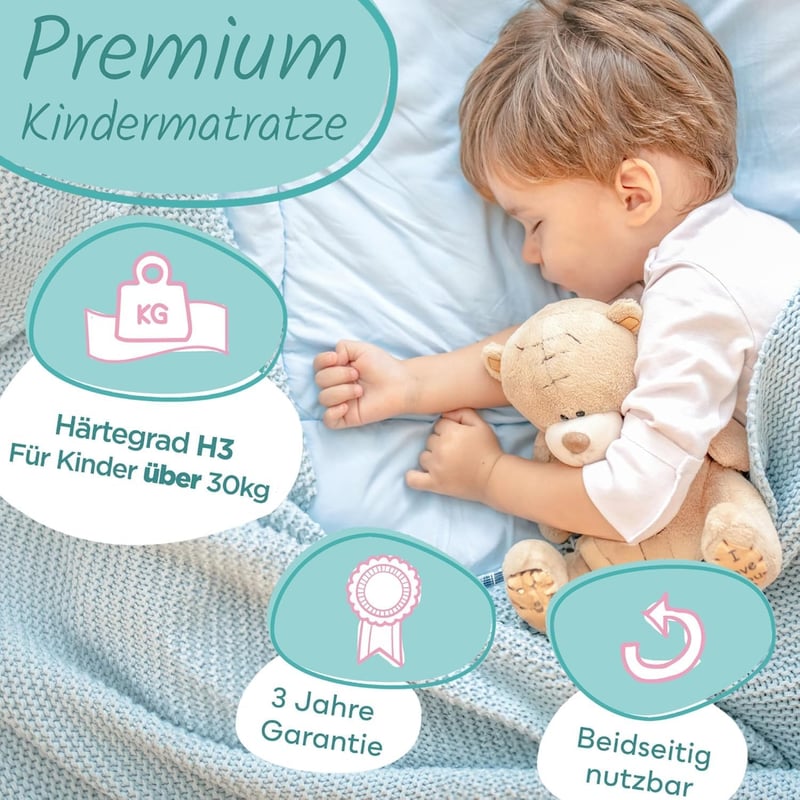 Oeko-Tex zertifizierte Kindermatratze 120x200 cm mit waschbarem Bezug
