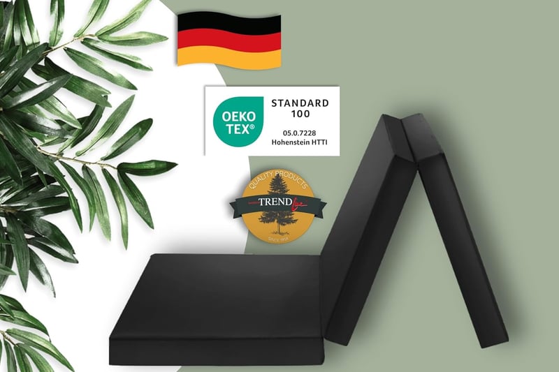 Faltbare Gästematratze 196x65x8,5 cm, schwarz, Öko-Tex zertifiziert