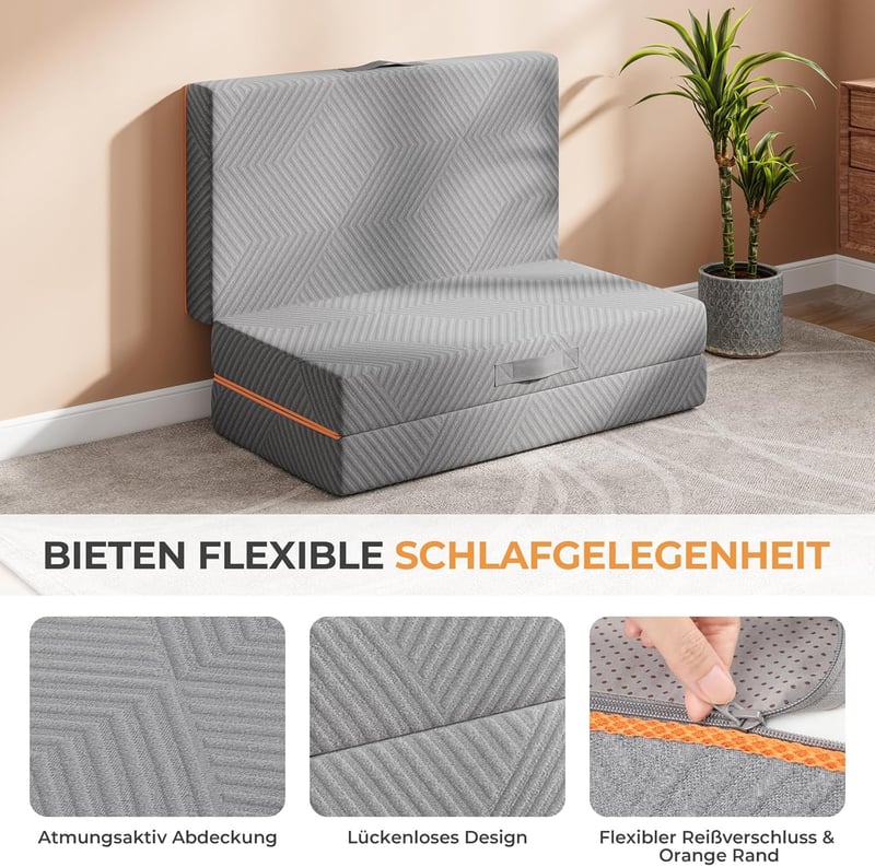 Vesgantti 3-teilige Faltmatratze für Camping und Gäste, 15 cm dick, waschbar