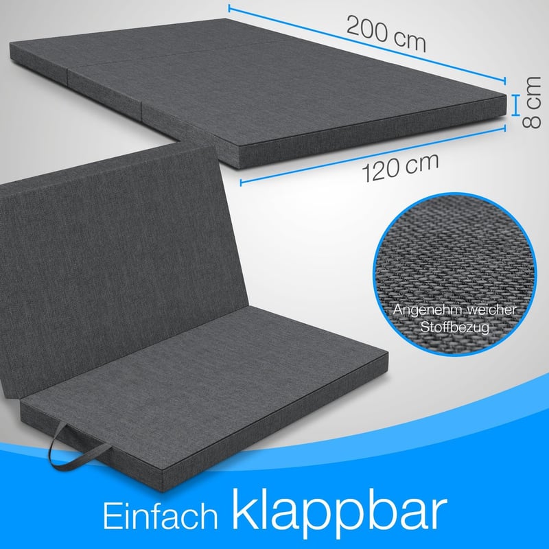 Klappmatratze 120x200 cm – Faltbar & waschbar für Gäste