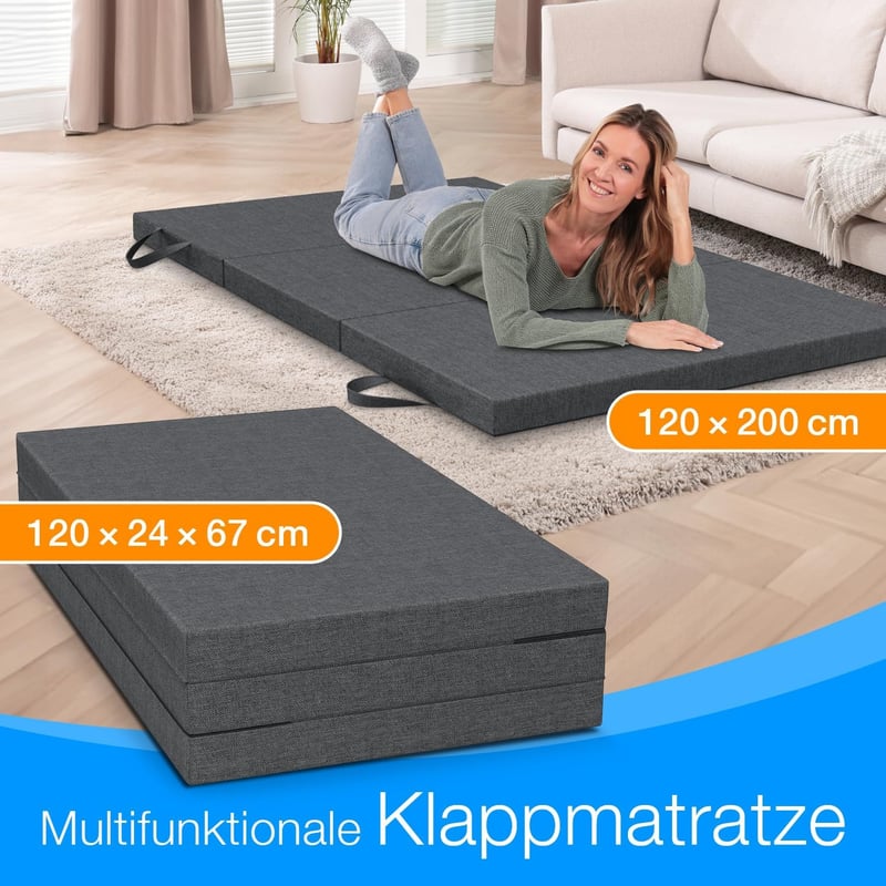 Klappmatratze 120x200 cm – Faltbar & waschbar für Gäste