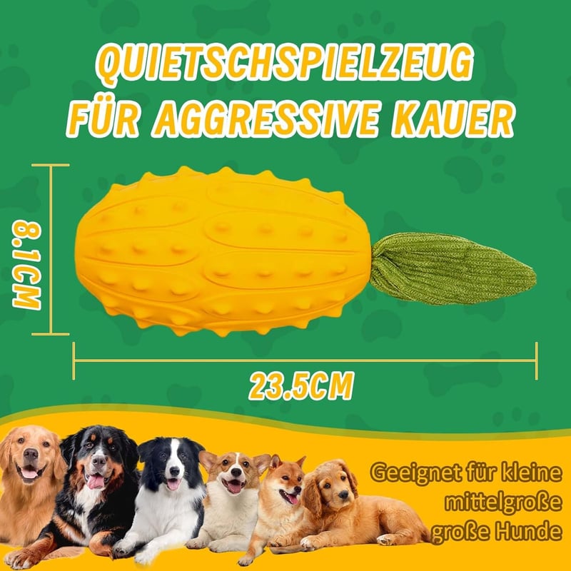 Robustes Hundespielzeug aus Naturkauschuk für Kauer, Gehörnte Melone Form