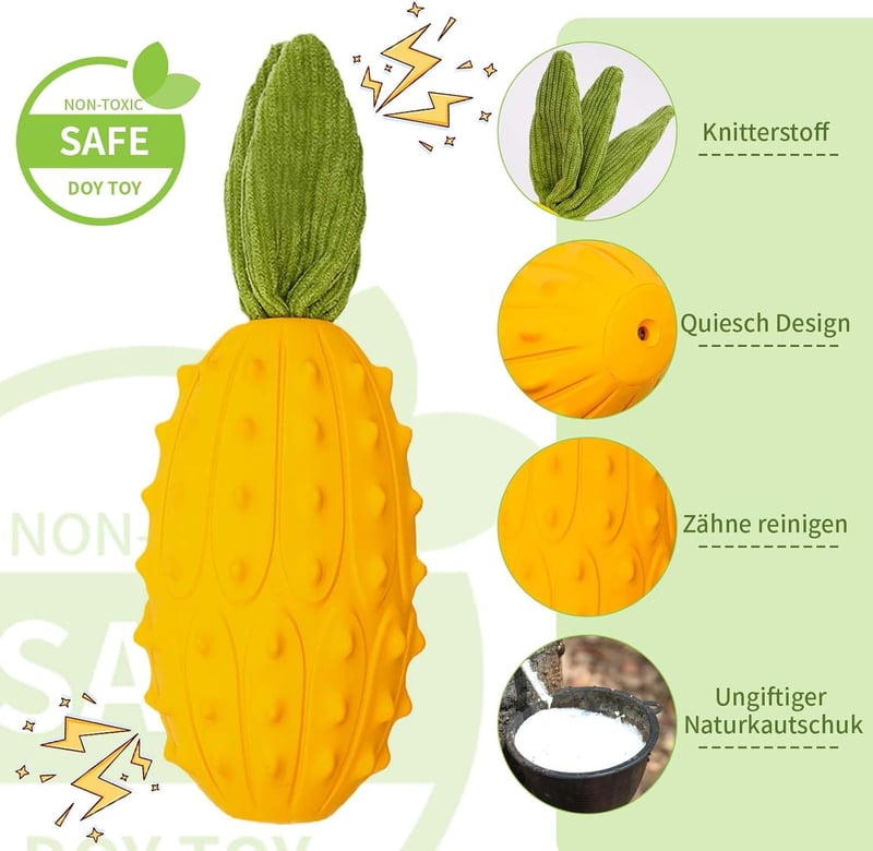 Robustes Hundespielzeug aus Naturkauschuk für Kauer, Gehörnte Melone Form