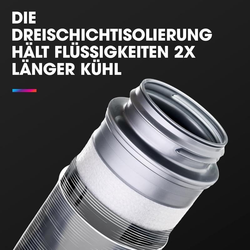 Isolierte Squeeze-Wasserflasche für Sport mit Griff – BPA-frei, 710 ml