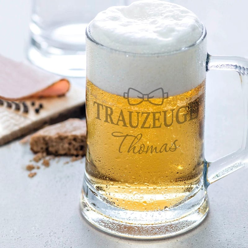 Personalisierter Bierkrug mit Gravur für Trauzeugen - 0,5 L