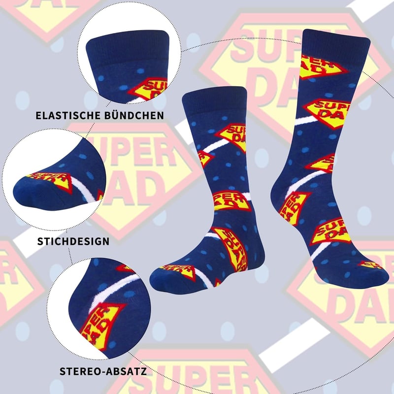 Lustige bunte Baumwollsocken für Männer - 4 Paar Neuheit