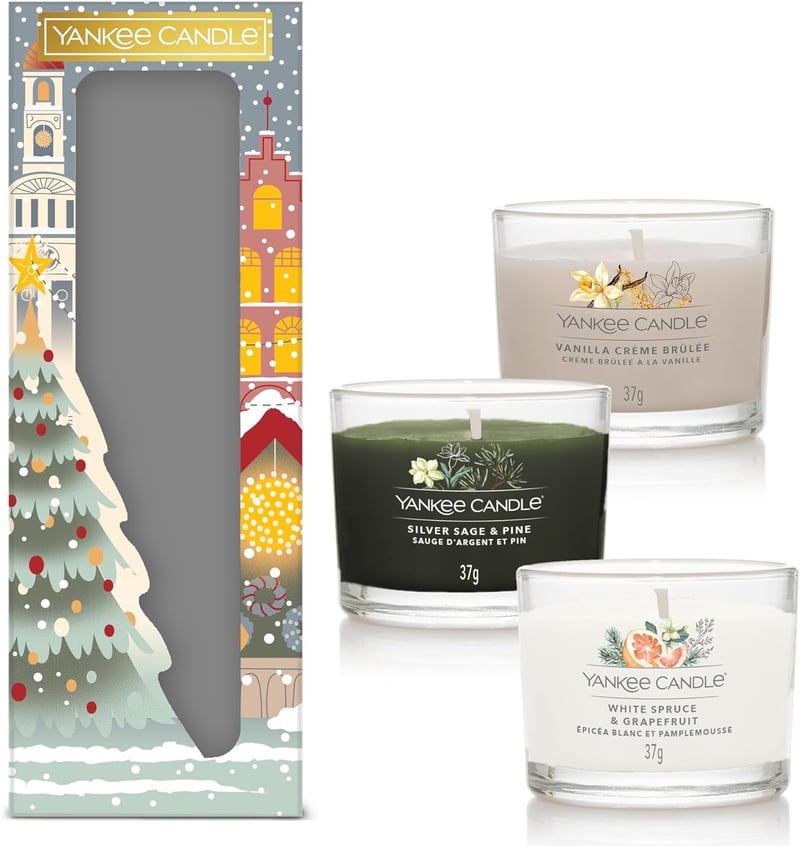 Yankee Candle Weihnachtsduftkerzen-Set | 3 Mini-Votivkerzen aus Sojawachs