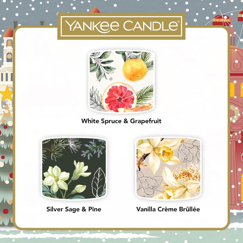 Yankee Candle Weihnachtsduftkerzen-Set | 3 Mini-Votivkerzen aus Sojawachs