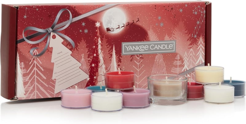 Weihnachtsgeschenk-Set: 10 Duftteelichter & 1 Halter von Yankee Candle