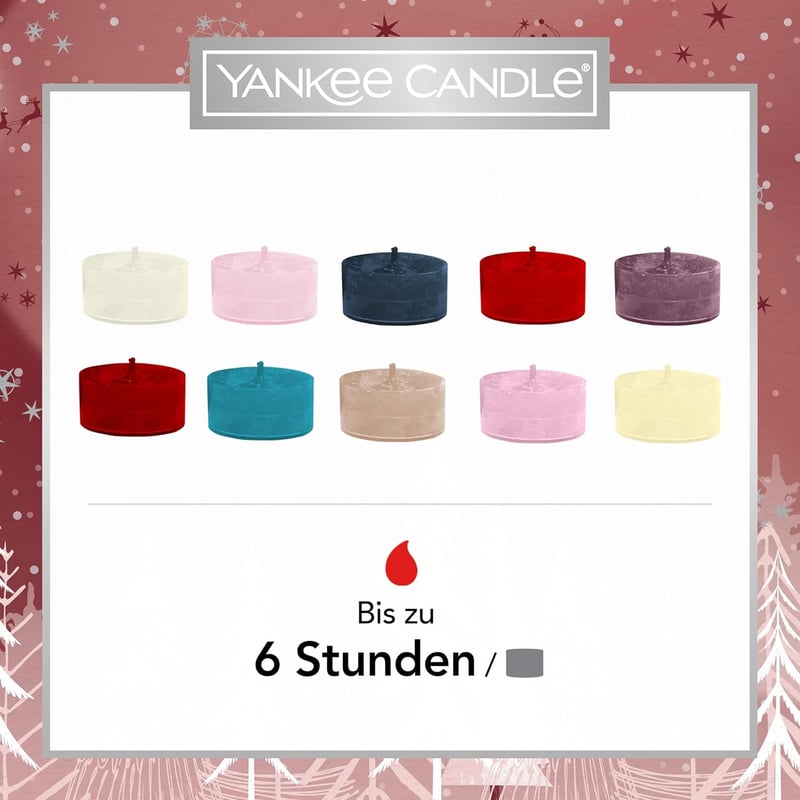 Weihnachtsgeschenk-Set: 10 Duftteelichter & 1 Halter von Yankee Candle