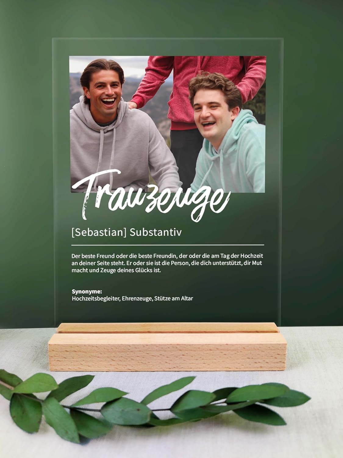 Personalisierte Acryl-Fotogeschenk für Trauzeugen zum Geburtstag