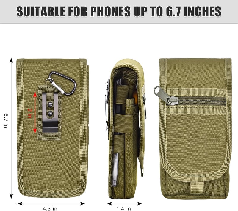 Taktische Gürtel Handyhalterung für Männer – große Pouch (Armeegrün)