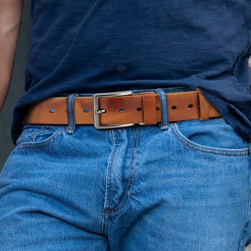Herren-Vollledergürtel, einstellbar für Freizeit und Arbeit