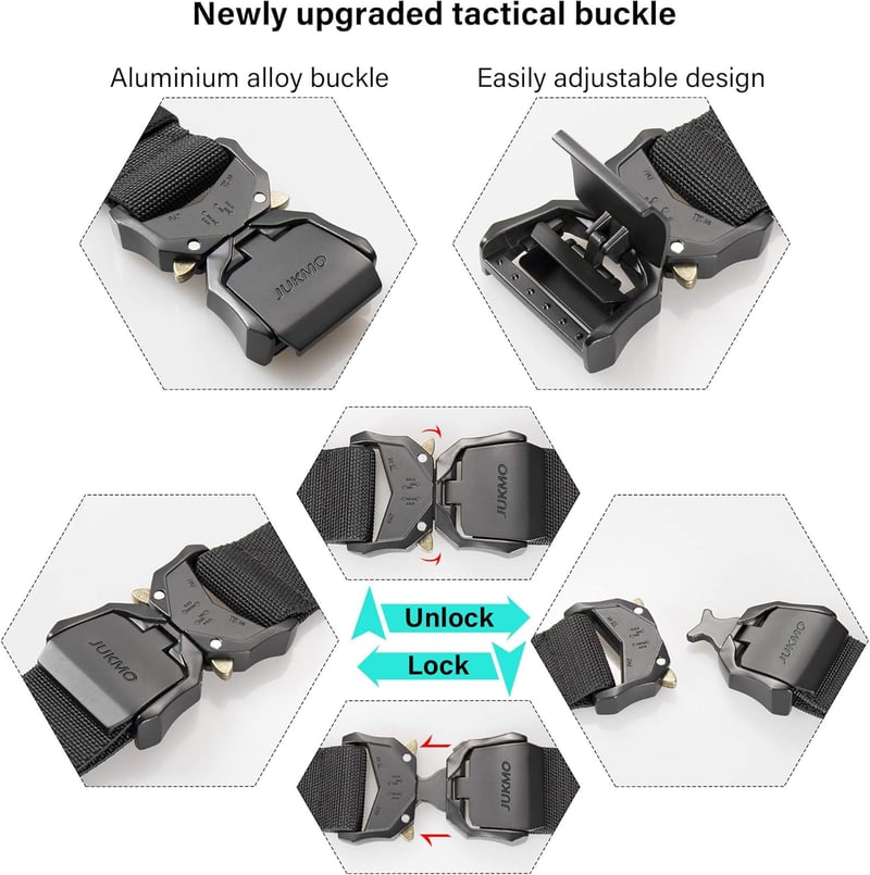 JUKMO Taktischer Gürtel 3,8 cm mit Schnellverschluss für Outdoor-Aktivitäten
