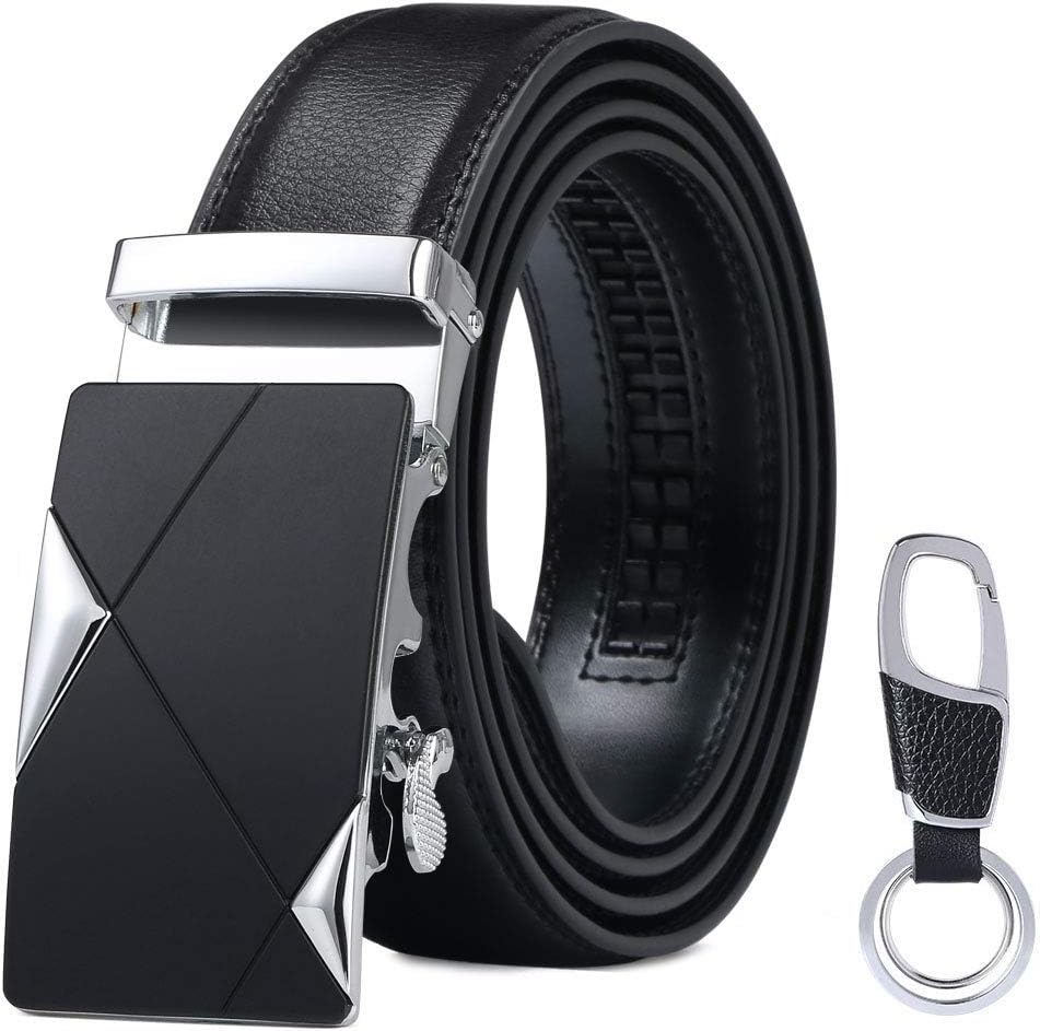Hochwertiger Ledergürtel für Männer, 3,5 cm breit, 130 cm lang, Schwarz