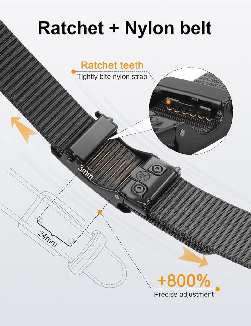 JUKMO Automatik Gürtel für Herren, 3,8 cm Nylon mit Ratsche