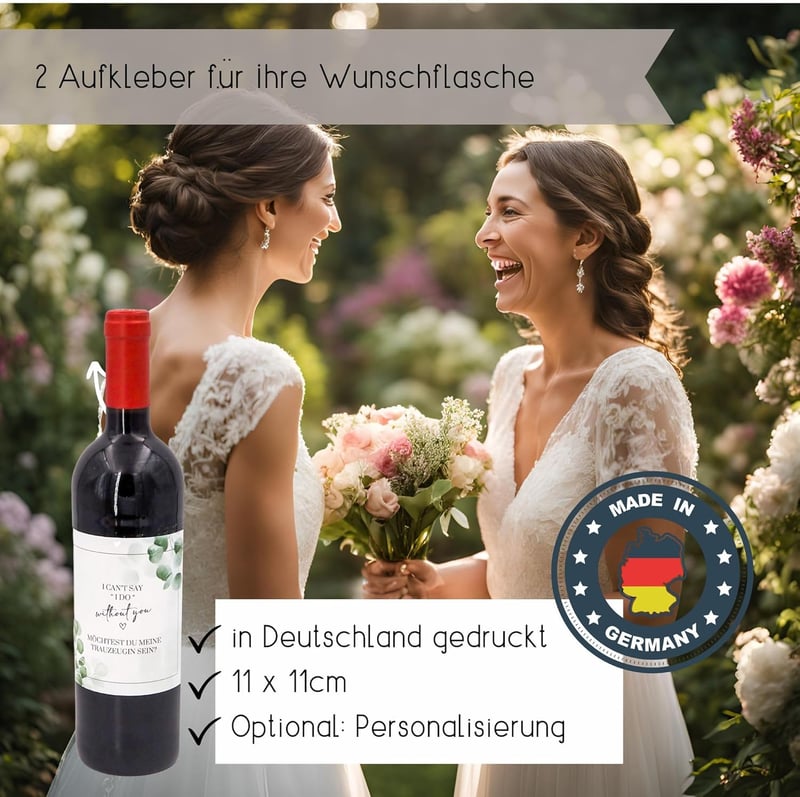 Flaschenetikett 11 x 11 cm für Sekt und Wein – Made in Germany