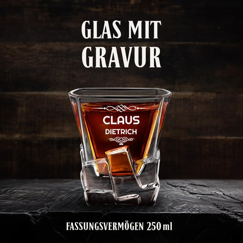 Personalisierbares Whiskyglas 250 ml mit Gravur für Männer