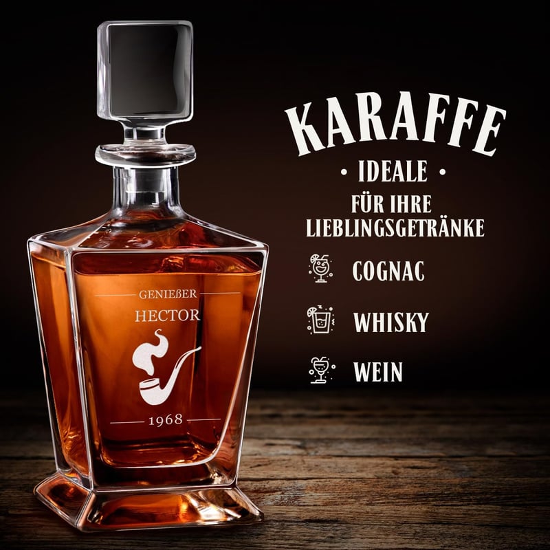 Personalisierte Whisky Karaffe 800 ml mit Gläsern für Männer