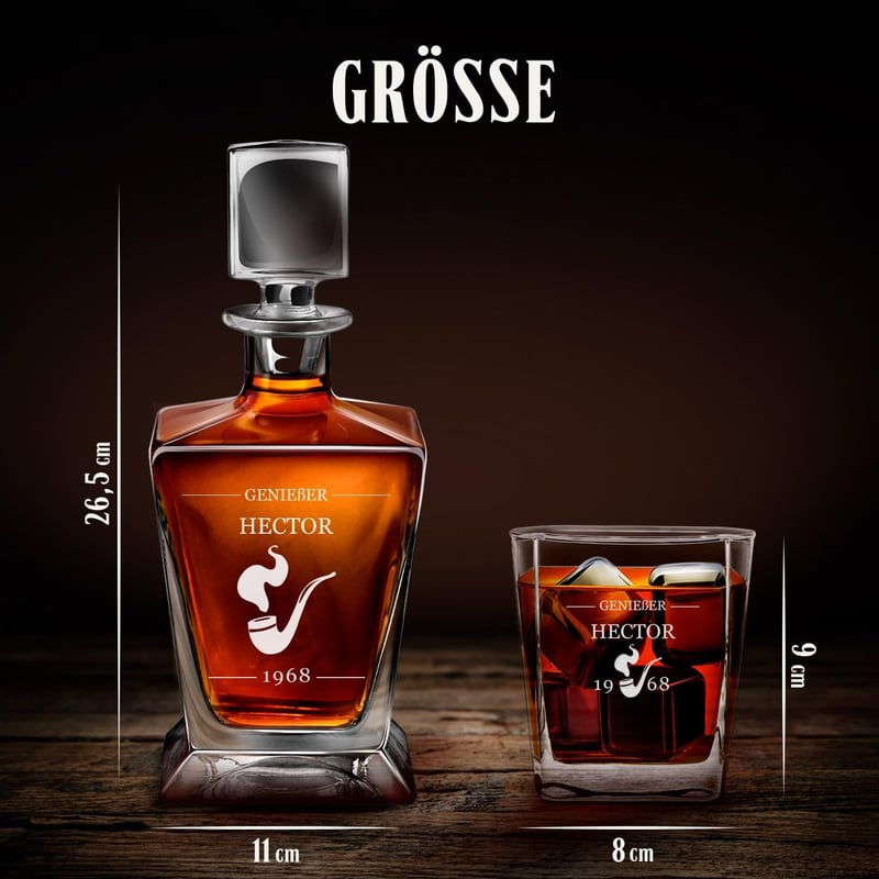 Personalisierte Whisky Karaffe 800 ml mit Gläsern für Männer