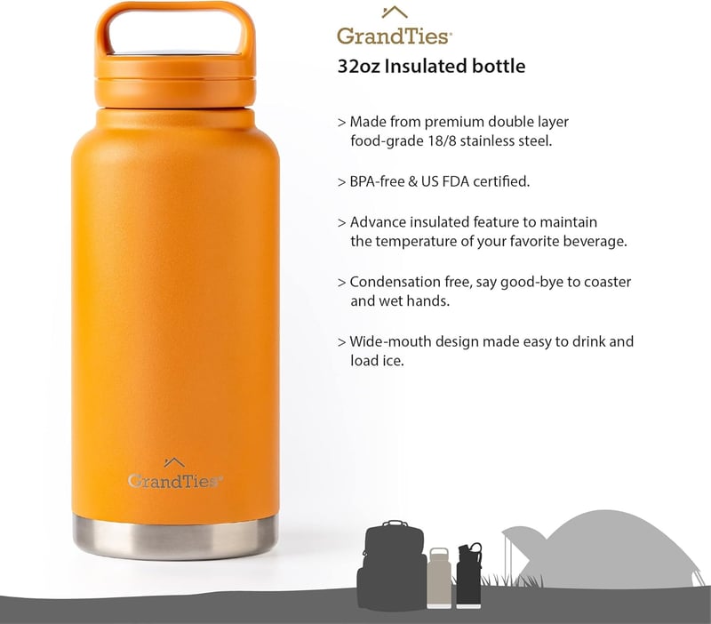 Vakuumisolierte Edelstahl-Wasserflasche 946 ml für Reisen - Karotte