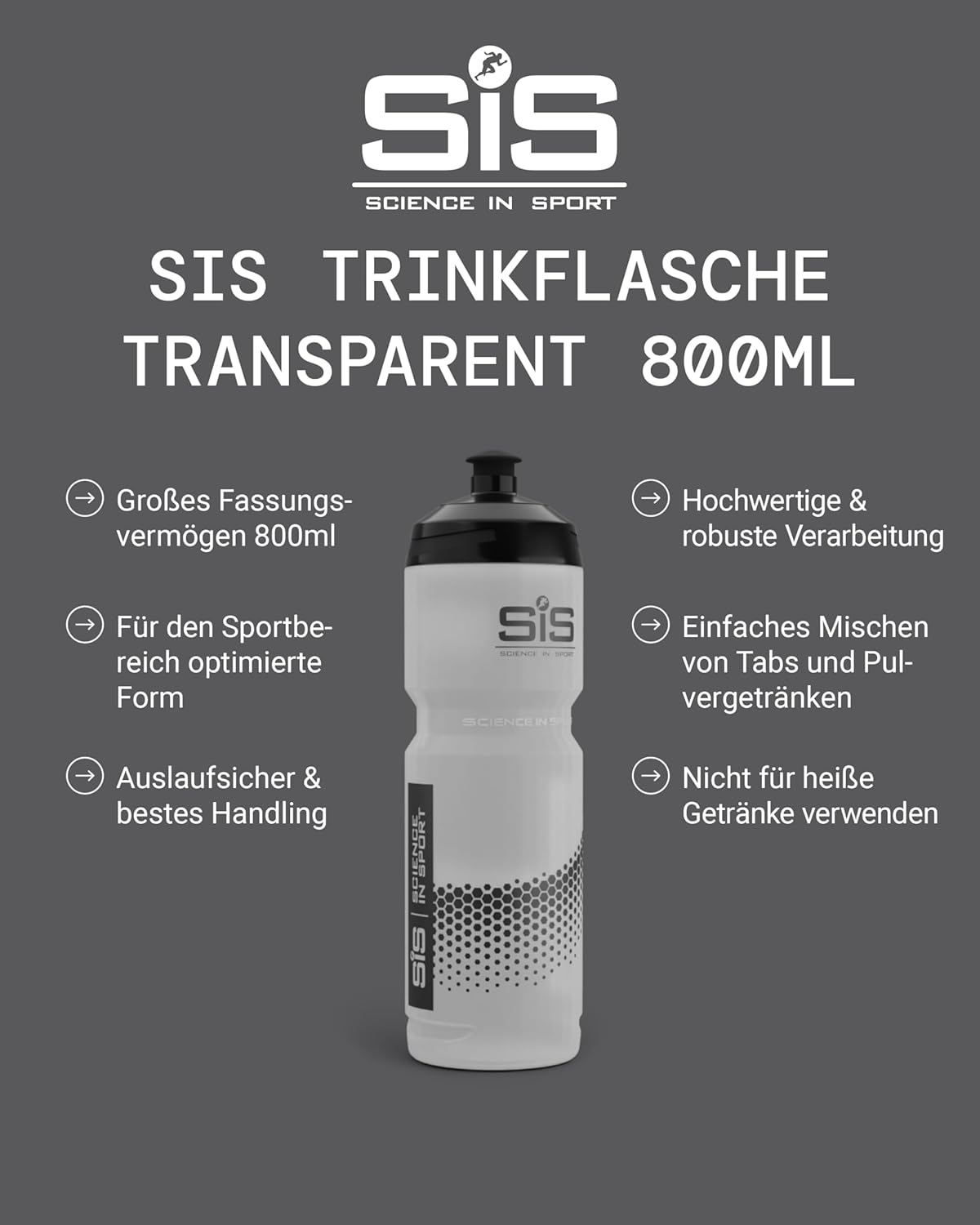 BPA-freie 800ml Trinkflasche mit Easy Mix System für Fitness und Outdoor