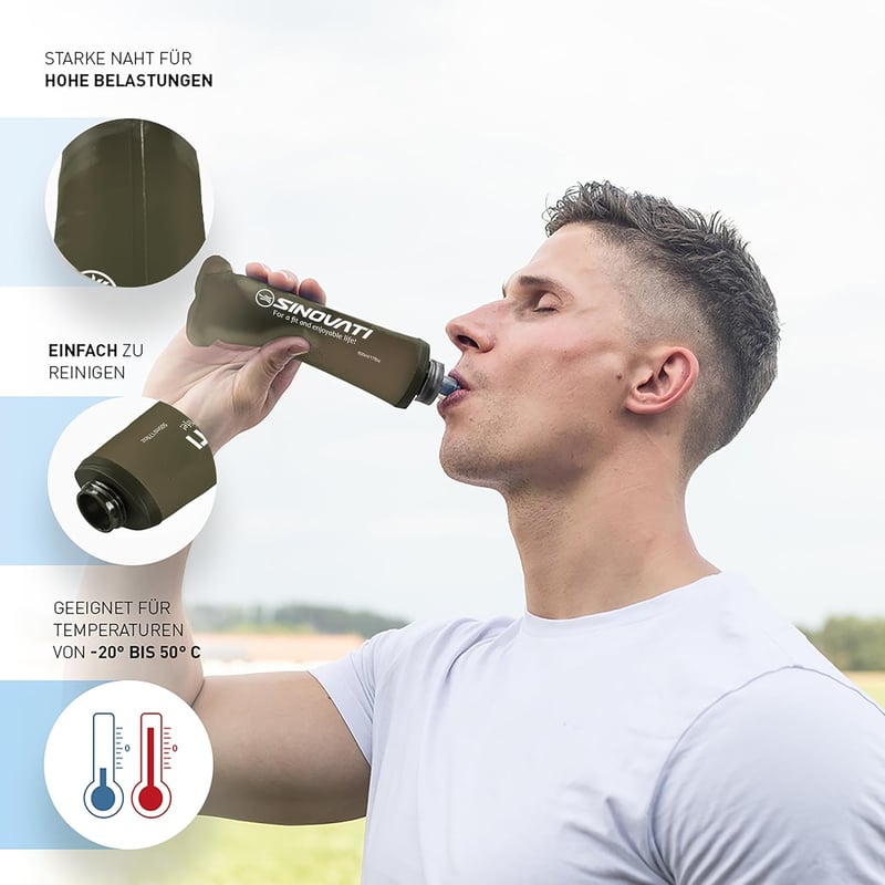 Faltbare BPA-freie Trinkflasche für Sport und Outdoor, 250ml + 500ml