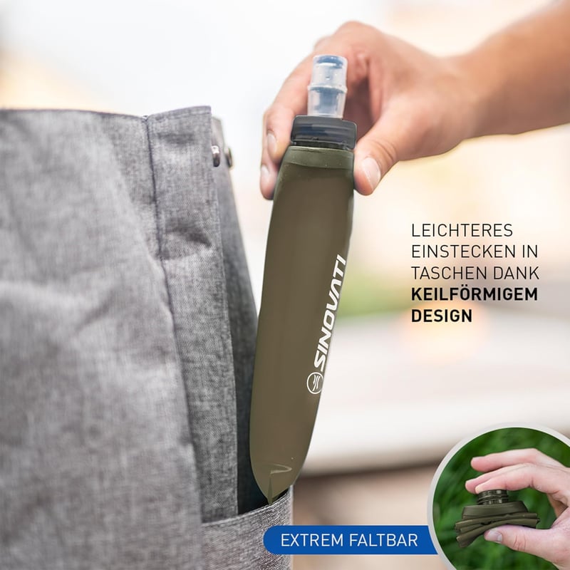 Faltbare BPA-freie Trinkflasche für Sport und Outdoor, 250ml + 500ml