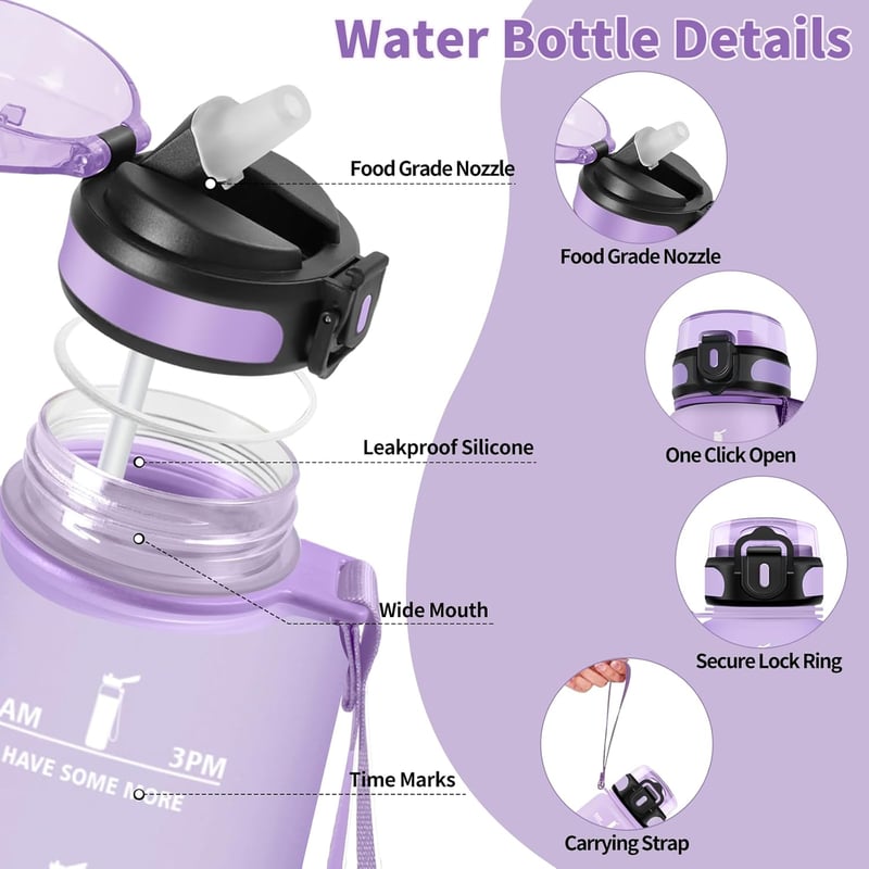 Auslaufsichere 500ML Trinkflasche für Kinder, BPA-frei, mit Strohhalm