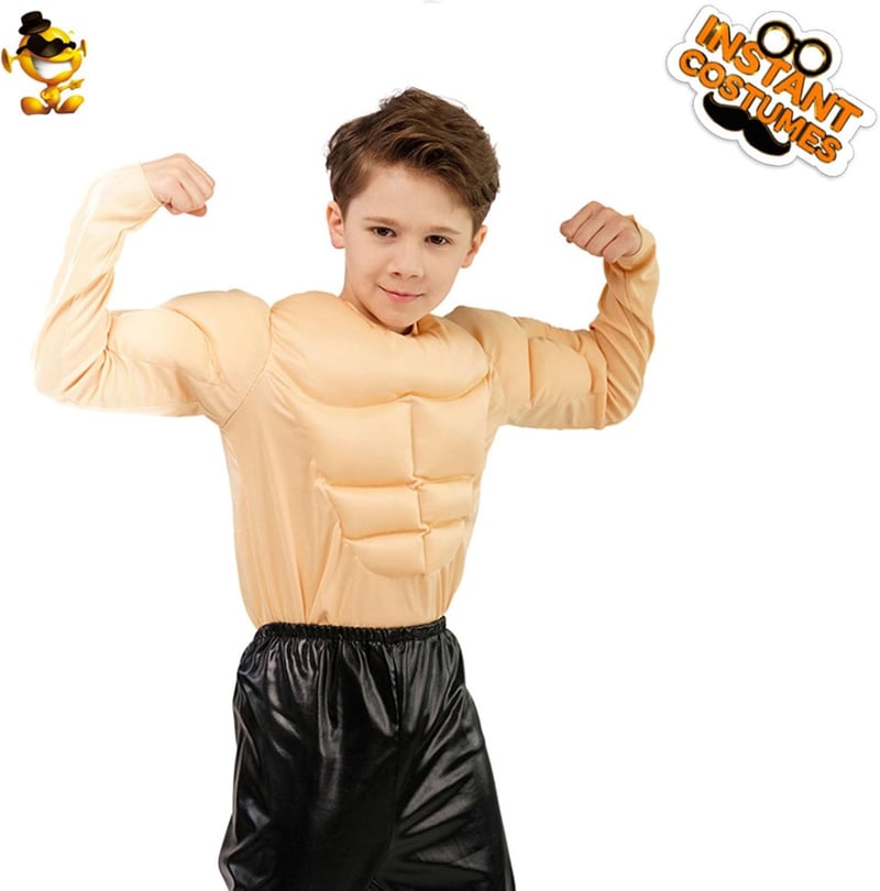 Muskelshirt-Kostüm für Jungen – Halloween Muskelbrust Set
