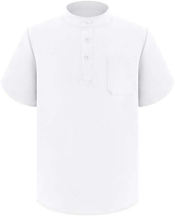 Einfarbiges Kurzarm Henley-Shirt für Jungen 4-11 Jahre