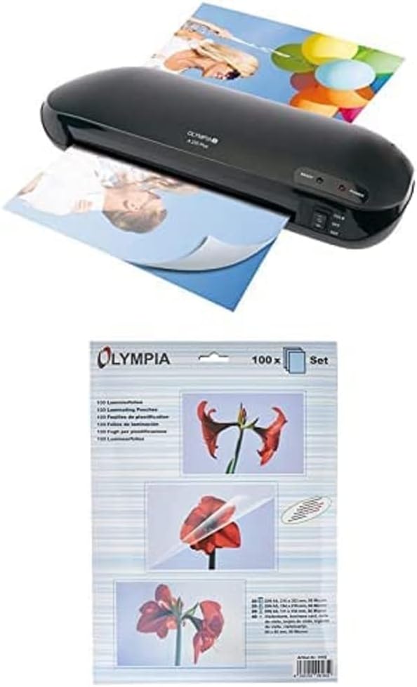 Olympia Laminator A4 - Laminiergerät mit 2 Rollen und 60 Folien