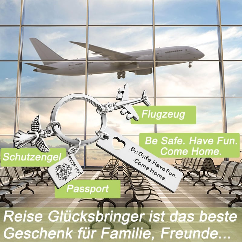 Reise Glücksbringer Schlüsselanhänger mit Schutzengel und Gravur