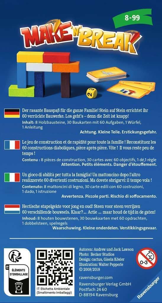 Make 'n' Break - Mitbringspiel für 2-4 Spieler, ab 8 Jahren, kompakt und reisefreundlich
