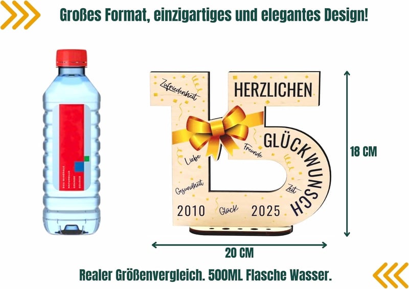 15. Geburtstag Holz-Schild Gästebuch Geschenk für Paare