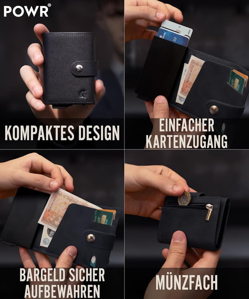 Minimalistische RFID Geldbörse aus veganem Leder für Herren