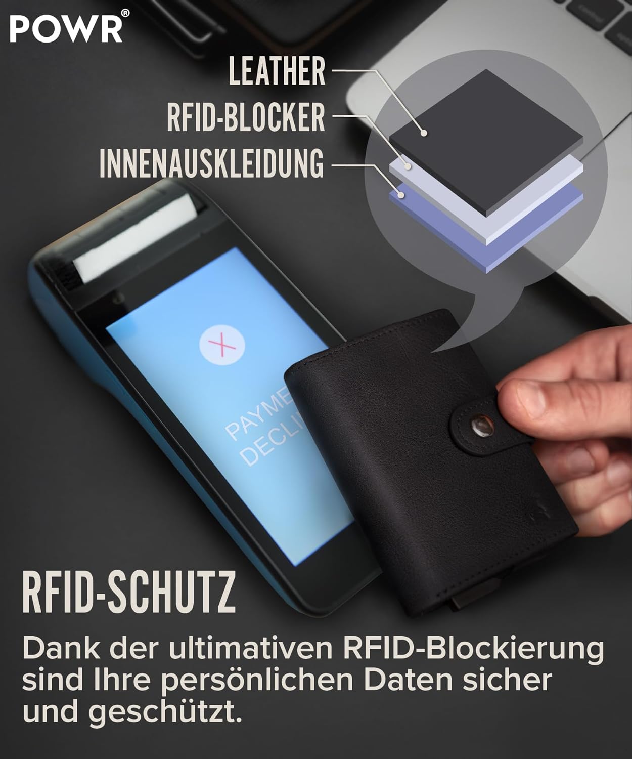 Minimalistische RFID Geldbörse aus veganem Leder für Herren