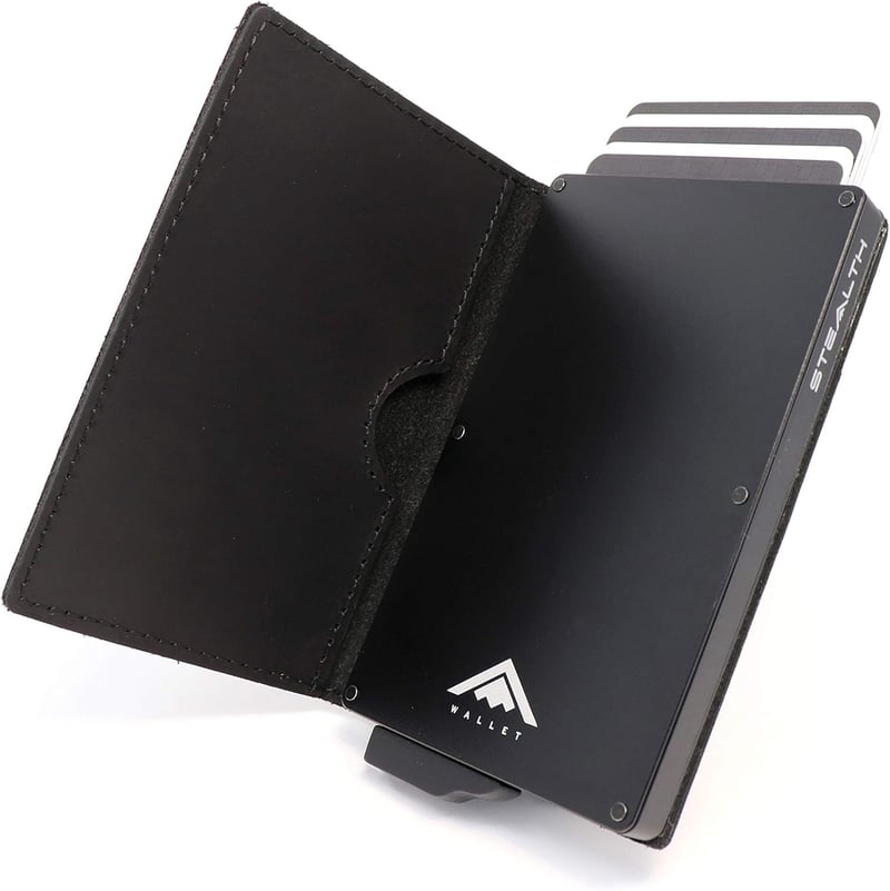 Minimalistisches Stealth Wallet für Herren - RFID-Kartenetui aus Aluminium und Leder