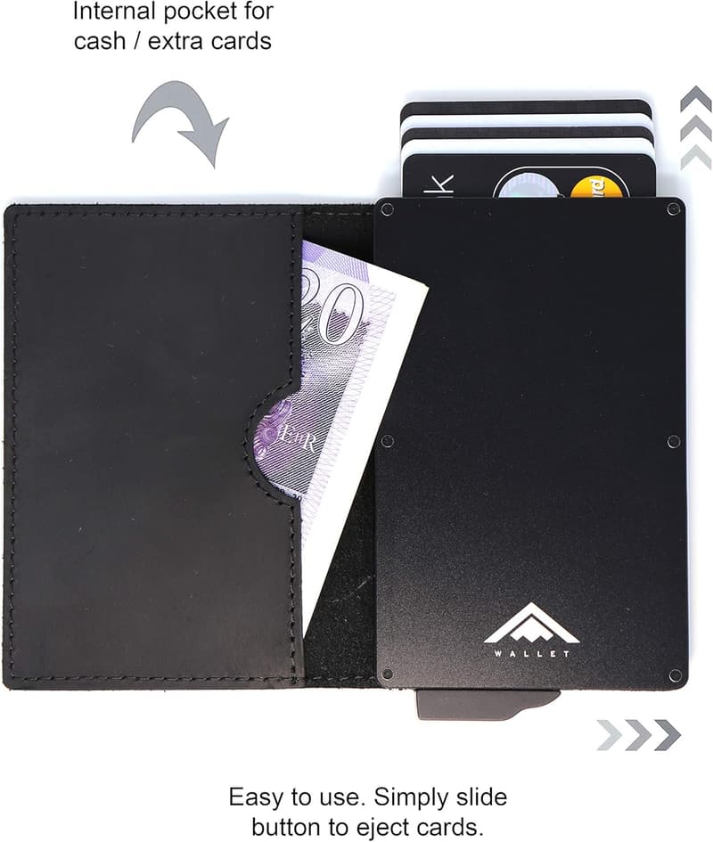 Minimalistisches Stealth Wallet für Herren - RFID-Kartenetui aus Aluminium und Leder