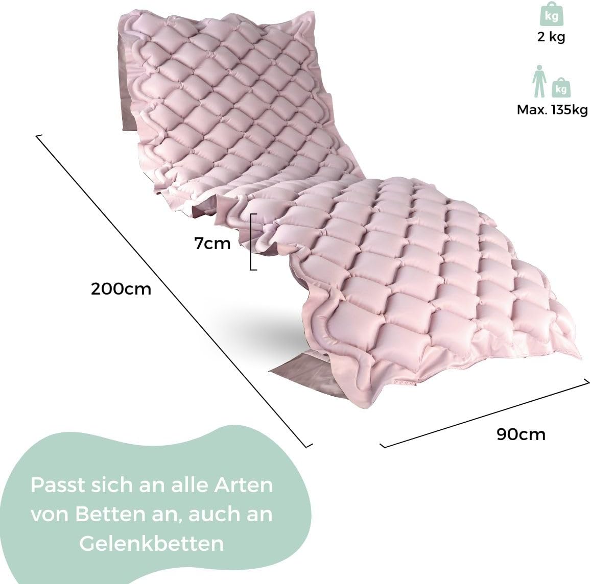 Mobiclinic® Antidekubitusmatratze mit Luftkompressor, 200 x 90 cm